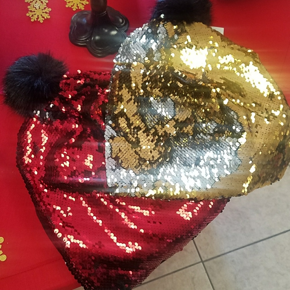 Sequin Hats with Pom